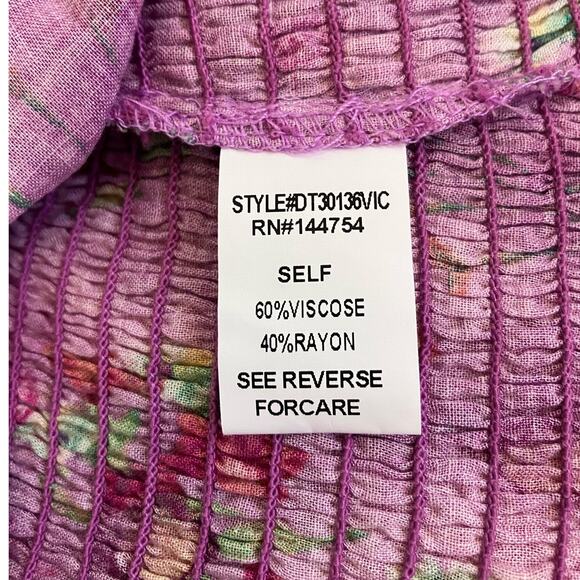 New Davi & Dani Lilac Floral Strapless Blouse XL - Picture 5 of 6